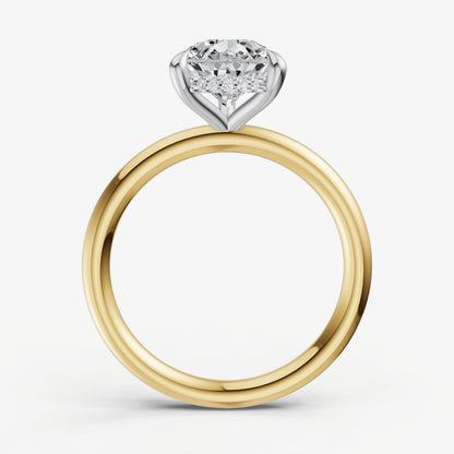 Pear Four Claw Solitaire Engagement Ring with Hidden Halo
