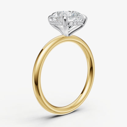 Pear Four Claw Solitaire Engagement Ring with Hidden Halo