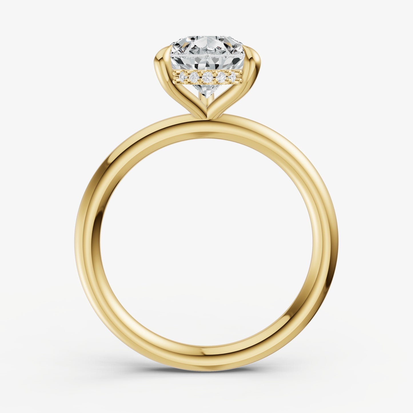 Pear Four Claw Solitaire Engagement Ring with Hidden Halo