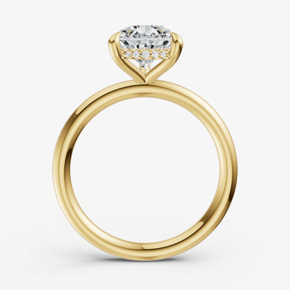 Pear Four Claw Solitaire Engagement Ring with Hidden Halo