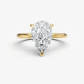 Pear Four Claw Solitaire Engagement Ring with Hidden Halo