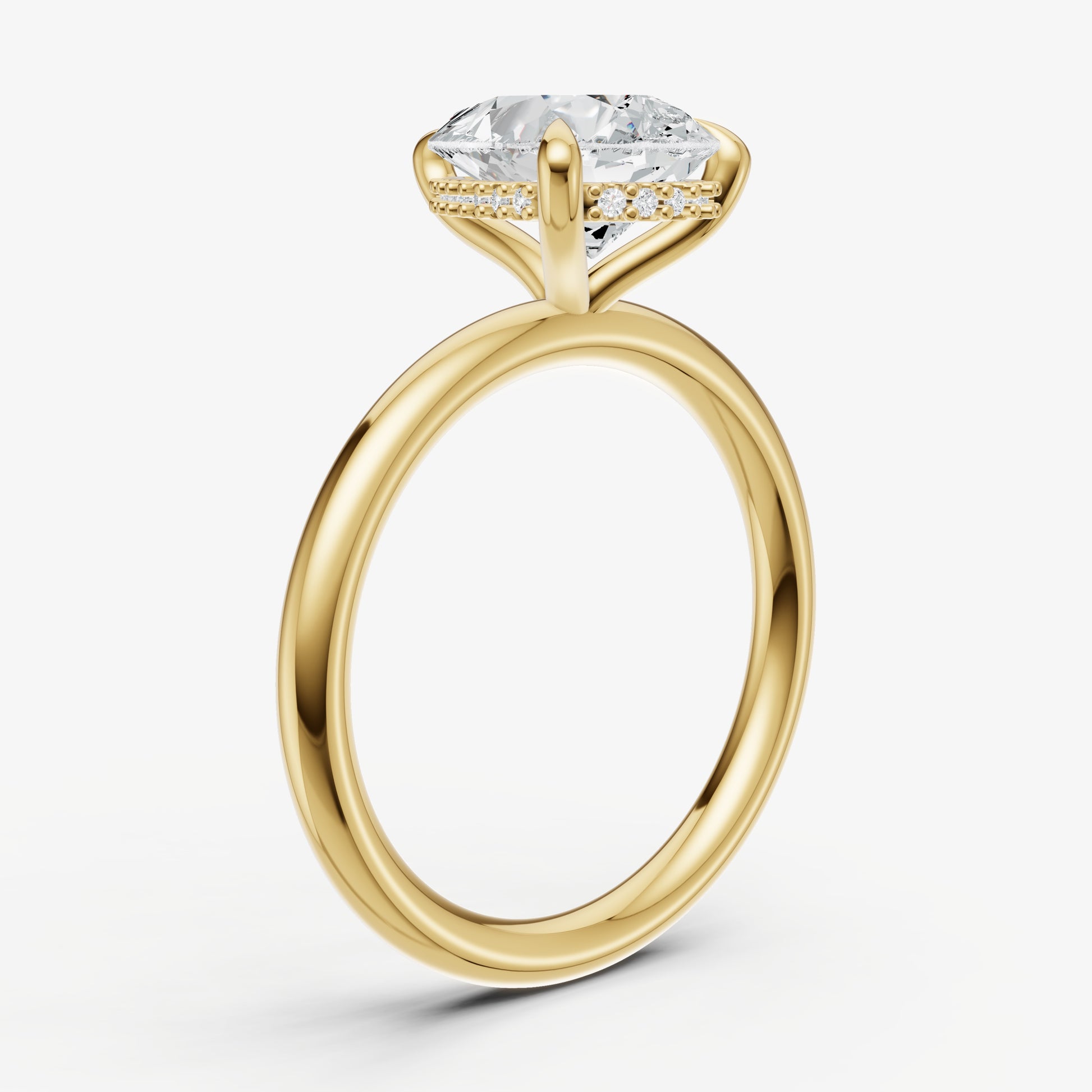 Pear Four Claw Solitaire Engagement Ring with Hidden Halo
