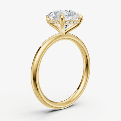 Pear Four Claw Solitaire Engagement Ring with Hidden Halo