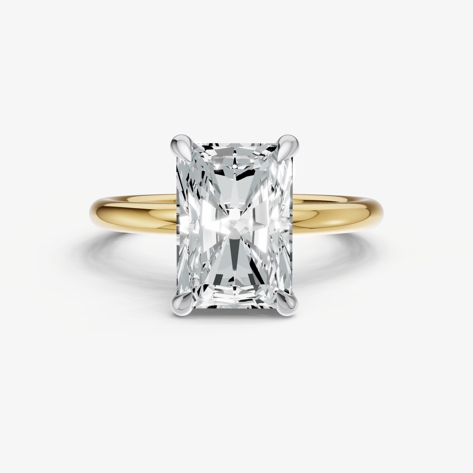 Radiant Four Claw Solitaire Engagement Ring with Hidden Halo