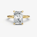 Radiant Four Claw Solitaire Engagement Ring with Hidden Halo