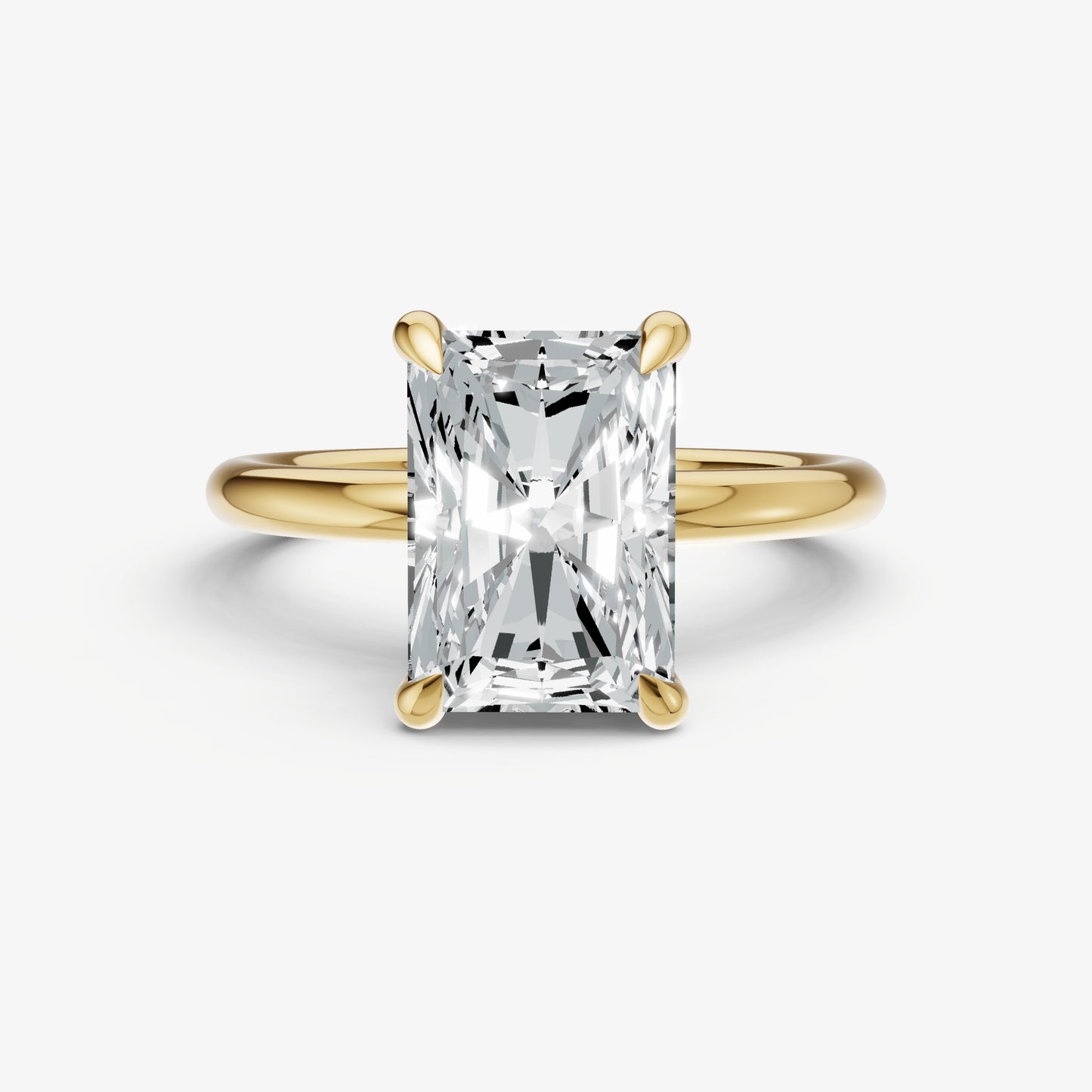 Radiant Four Claw Solitaire Engagement Ring with Hidden Halo