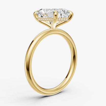 Radiant Four Claw Solitaire Engagement Ring with Hidden Halo