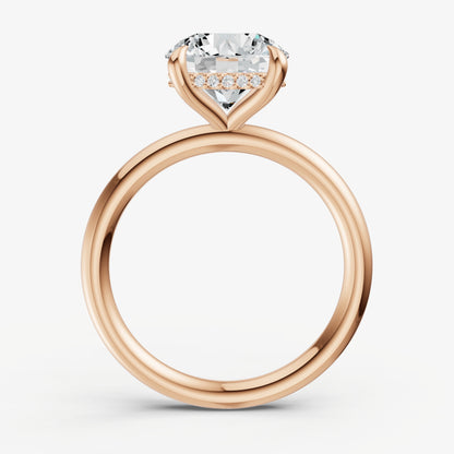 Round Four Claw Solitaire Engagement Ring with Hidden Halo