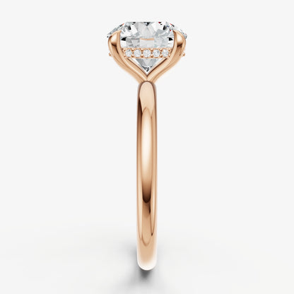Round Four Claw Solitaire Engagement Ring with Hidden Halo