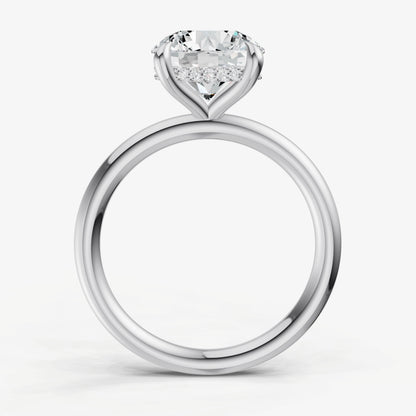 Round Four Claw Solitaire Engagement Ring with Hidden Halo