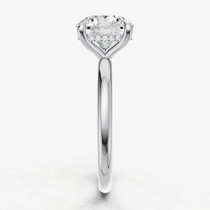 Round Four Claw Solitaire Engagement Ring with Hidden Halo