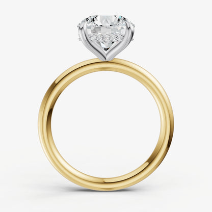 Round Four Claw Solitaire Engagement Ring with Hidden Halo