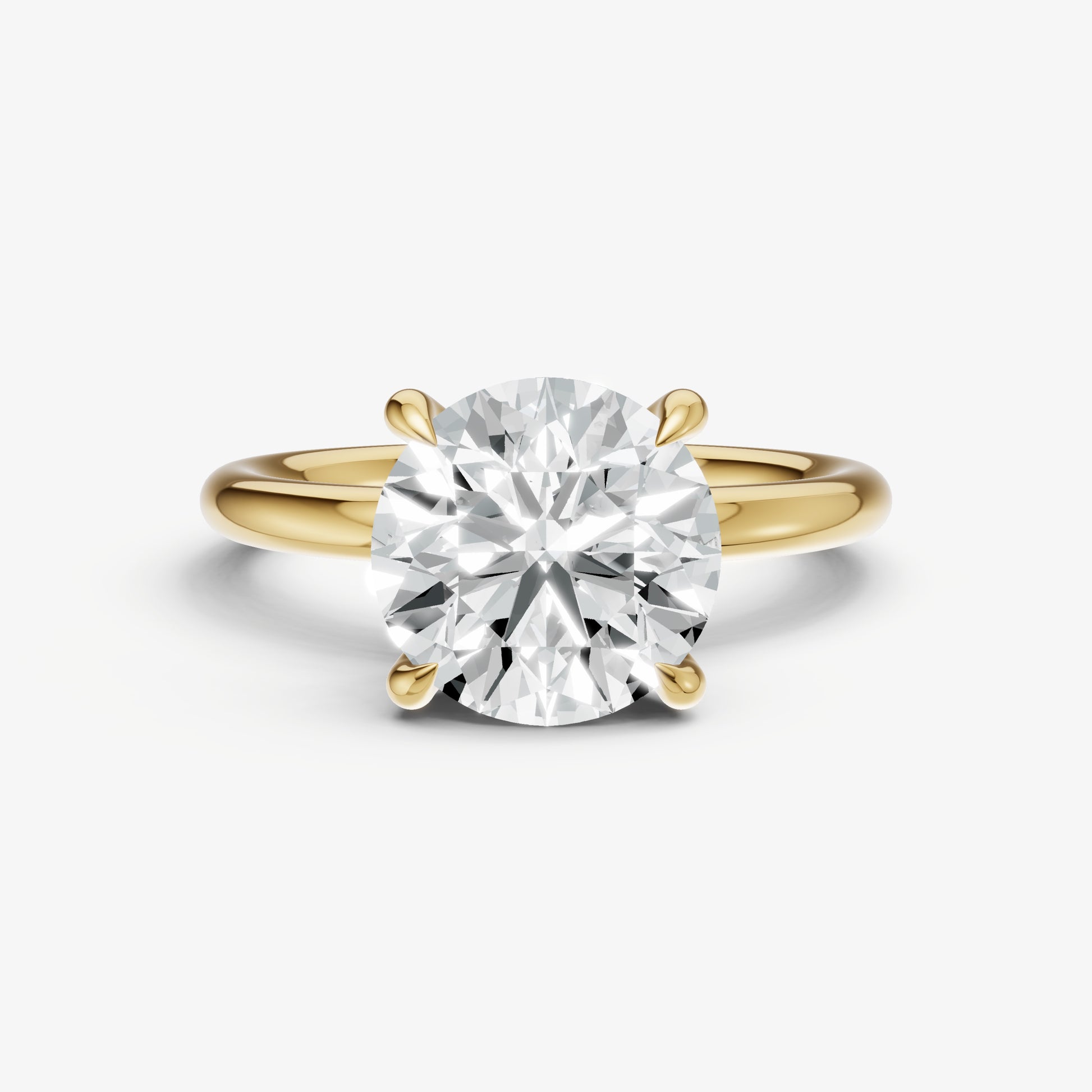 Round Four Claw Solitaire Engagement Ring with Hidden Halo