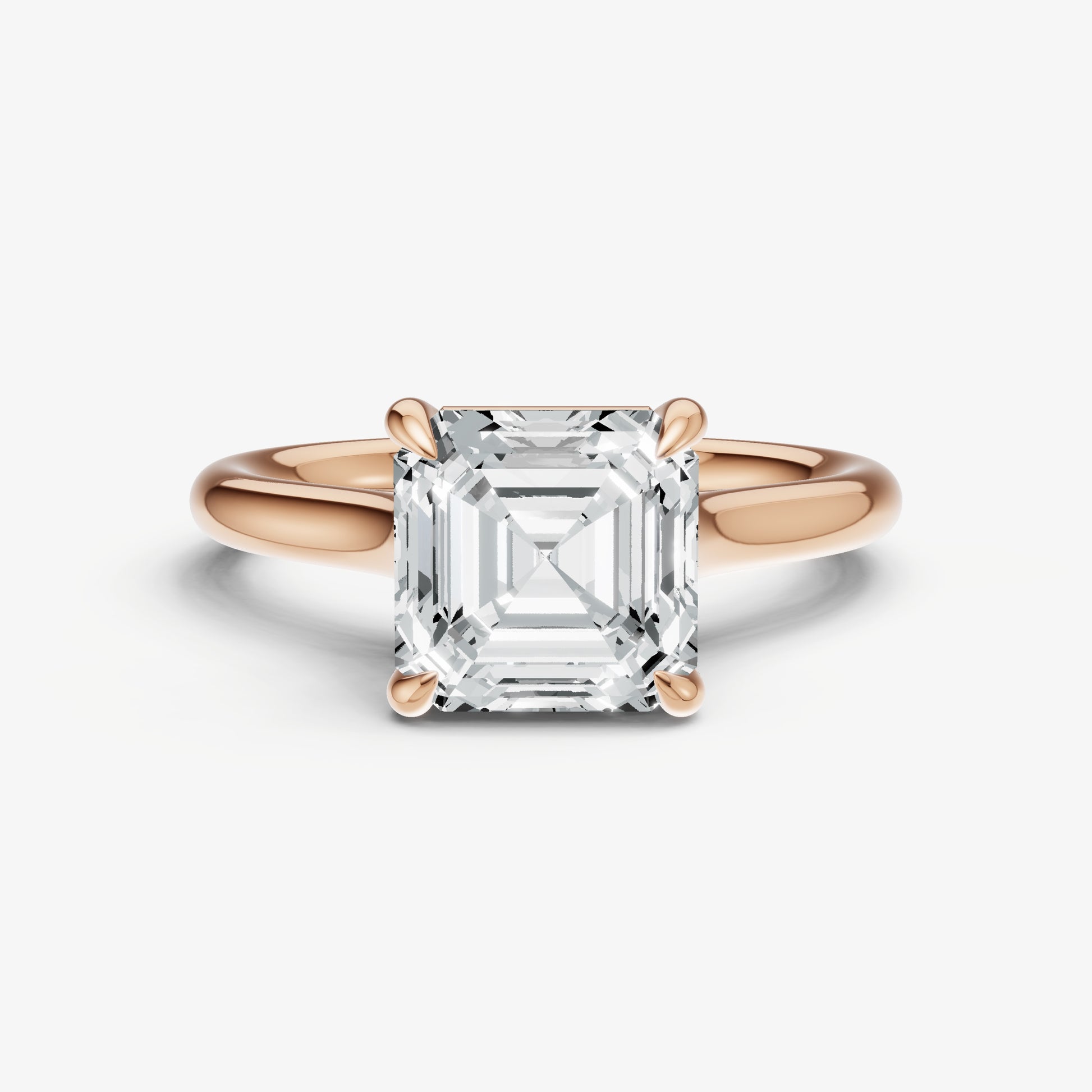 Asscher Cathedral Set Solitaire Engagement Ring