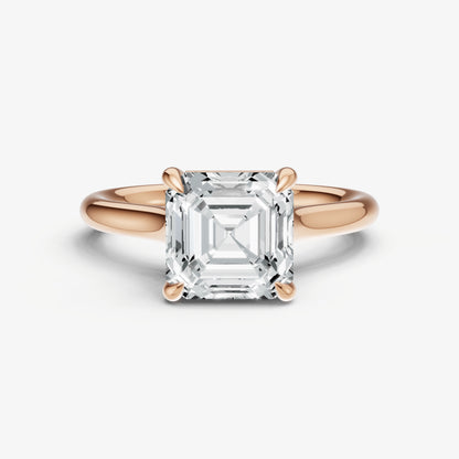 Asscher Cathedral Set Solitaire Engagement Ring