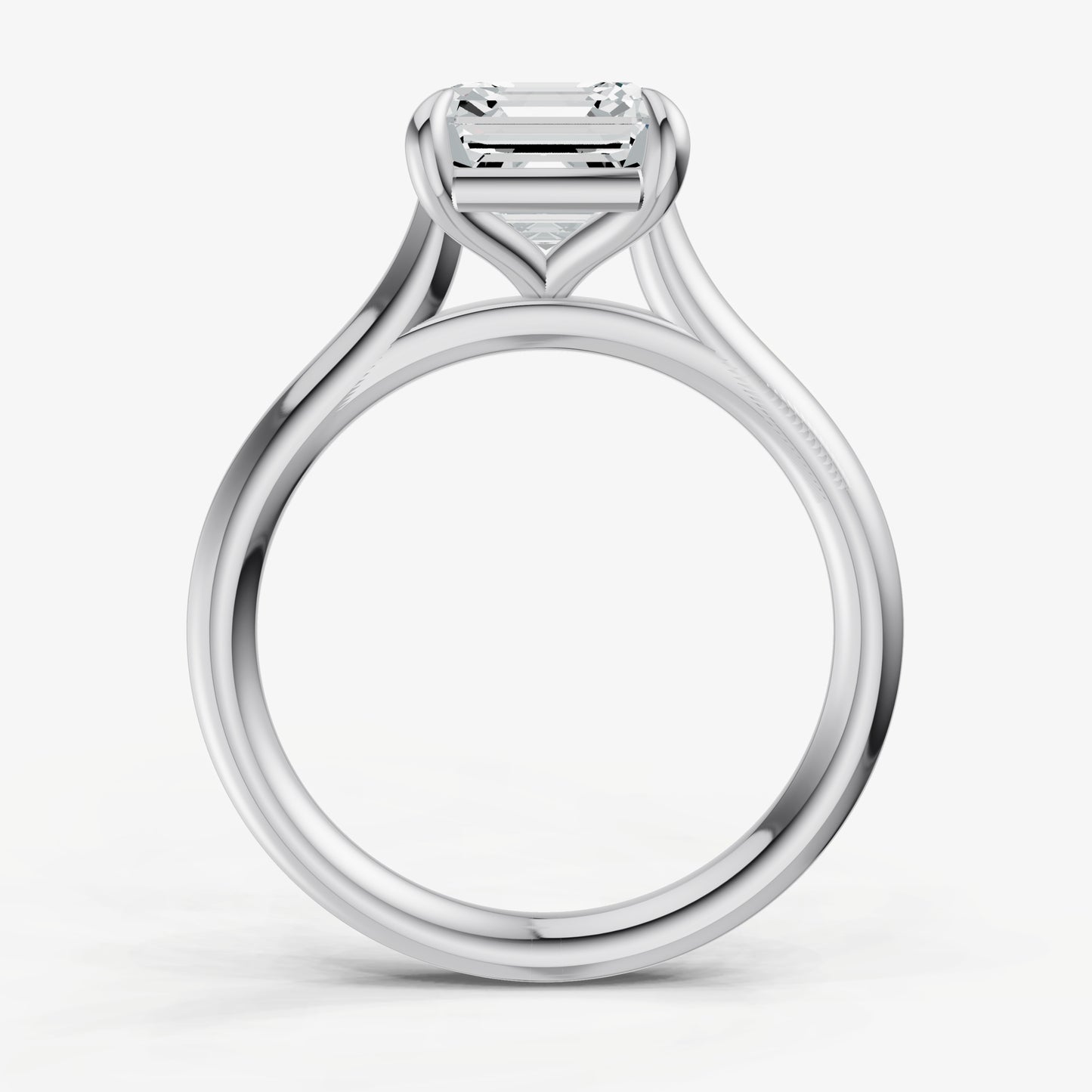 Asscher Cathedral Set Solitaire Engagement Ring