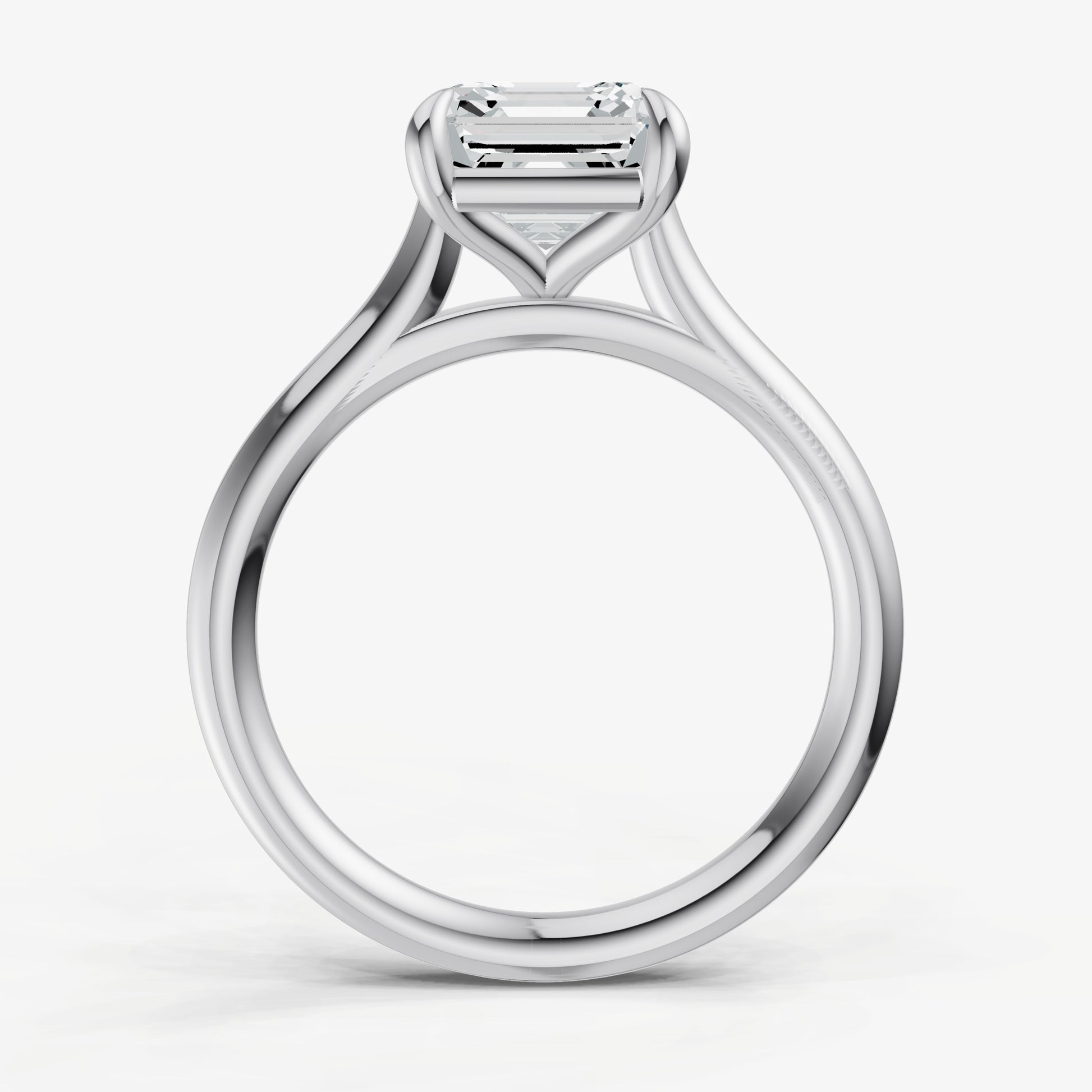 Asscher Cathedral Set Solitaire Engagement Ring