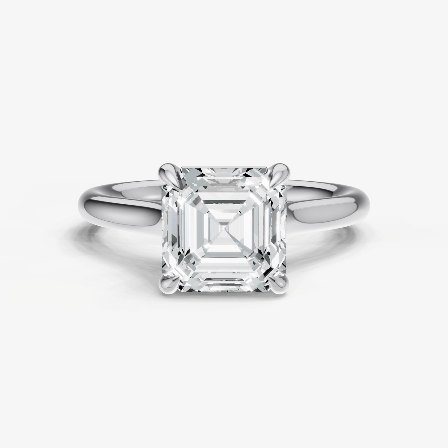 Asscher Cathedral Set Solitaire Engagement Ring