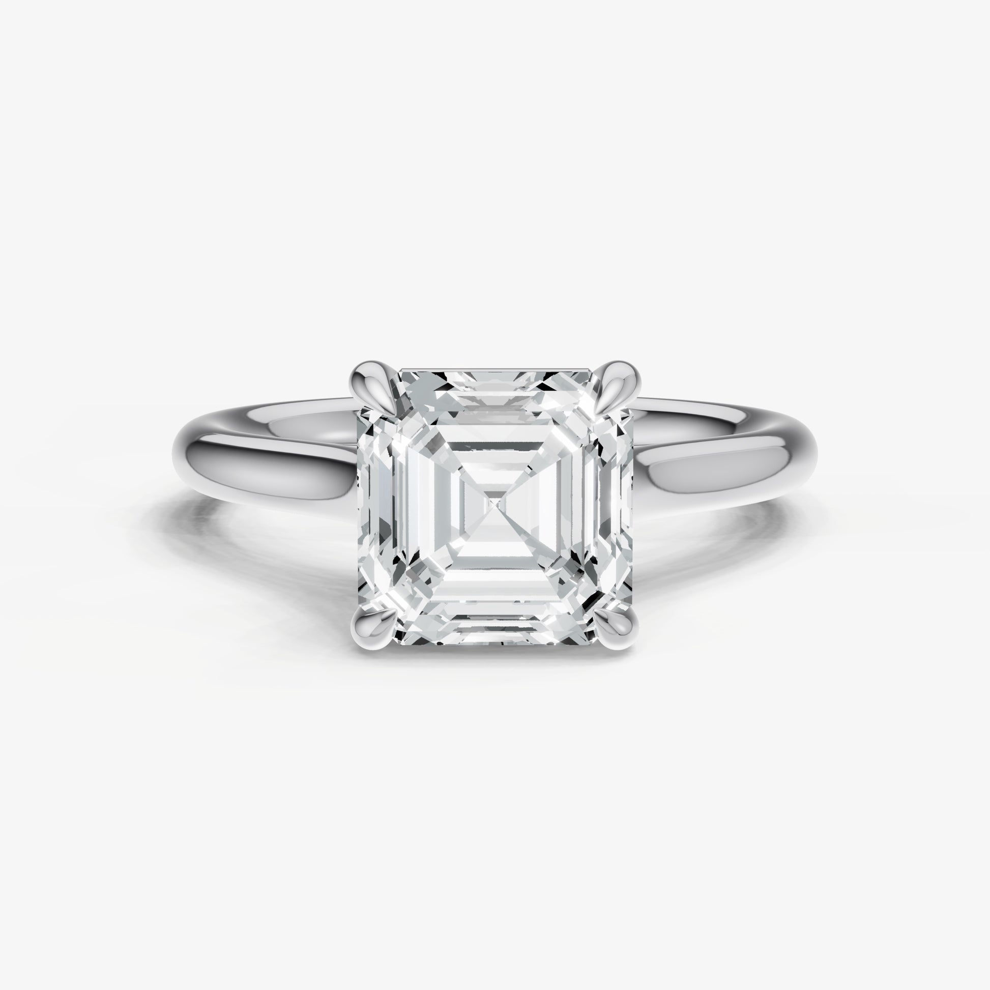 Asscher Cathedral Set Solitaire Engagement Ring