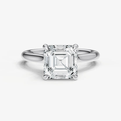 Asscher Cathedral Set Solitaire Engagement Ring