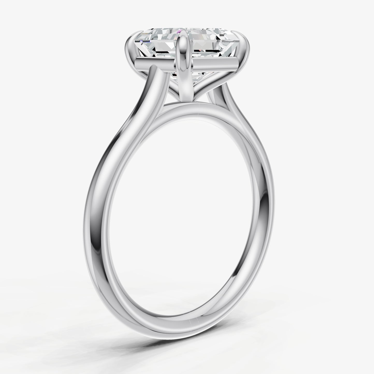 Asscher Cathedral Set Solitaire Engagement Ring
