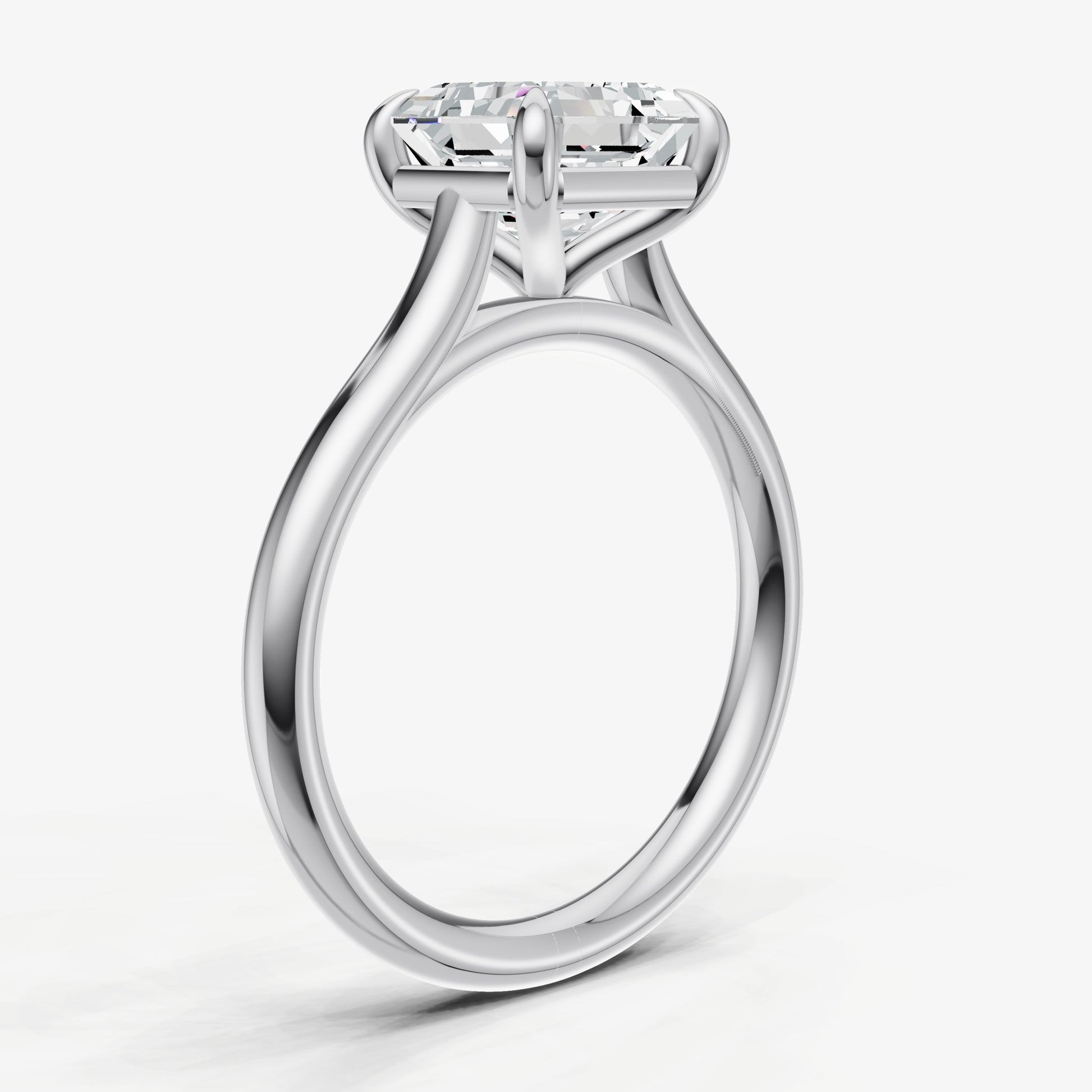 Asscher Cathedral Set Solitaire Engagement Ring
