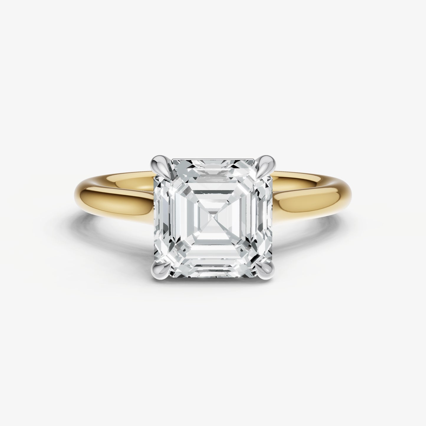 Asscher Cathedral Set Solitaire Engagement Ring
