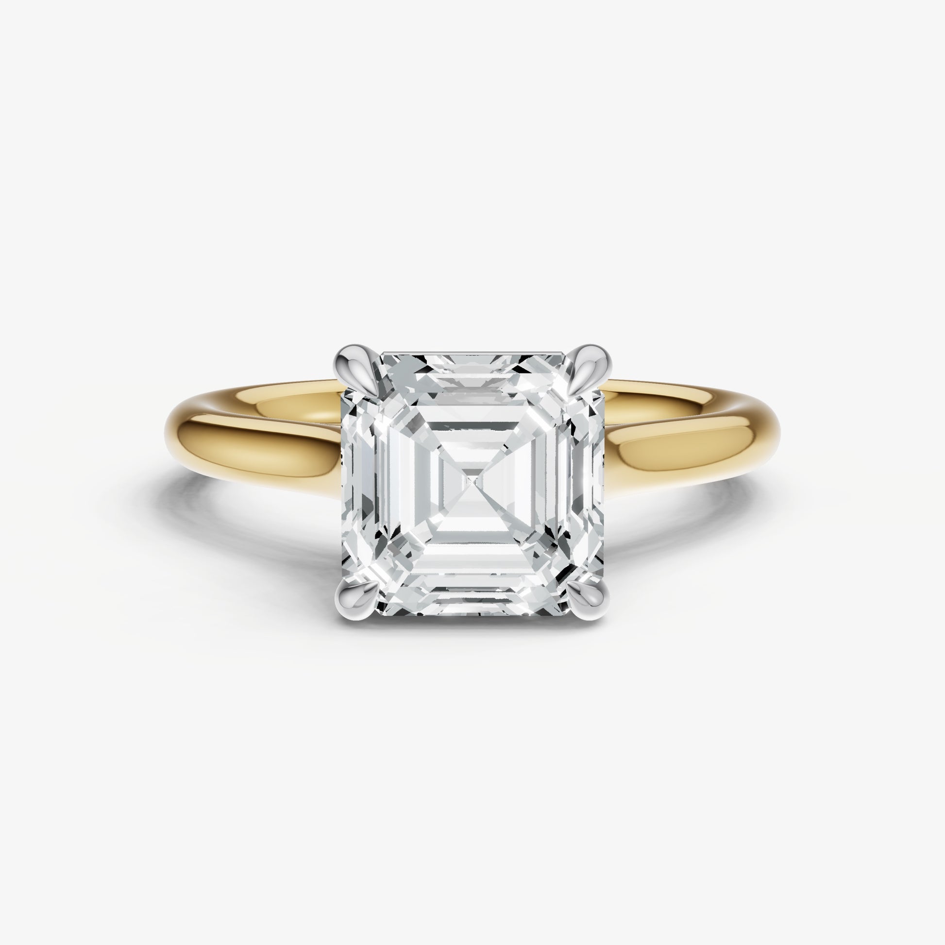 Asscher Cathedral Set Solitaire Engagement Ring