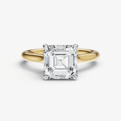 Asscher Cathedral Set Solitaire Engagement Ring