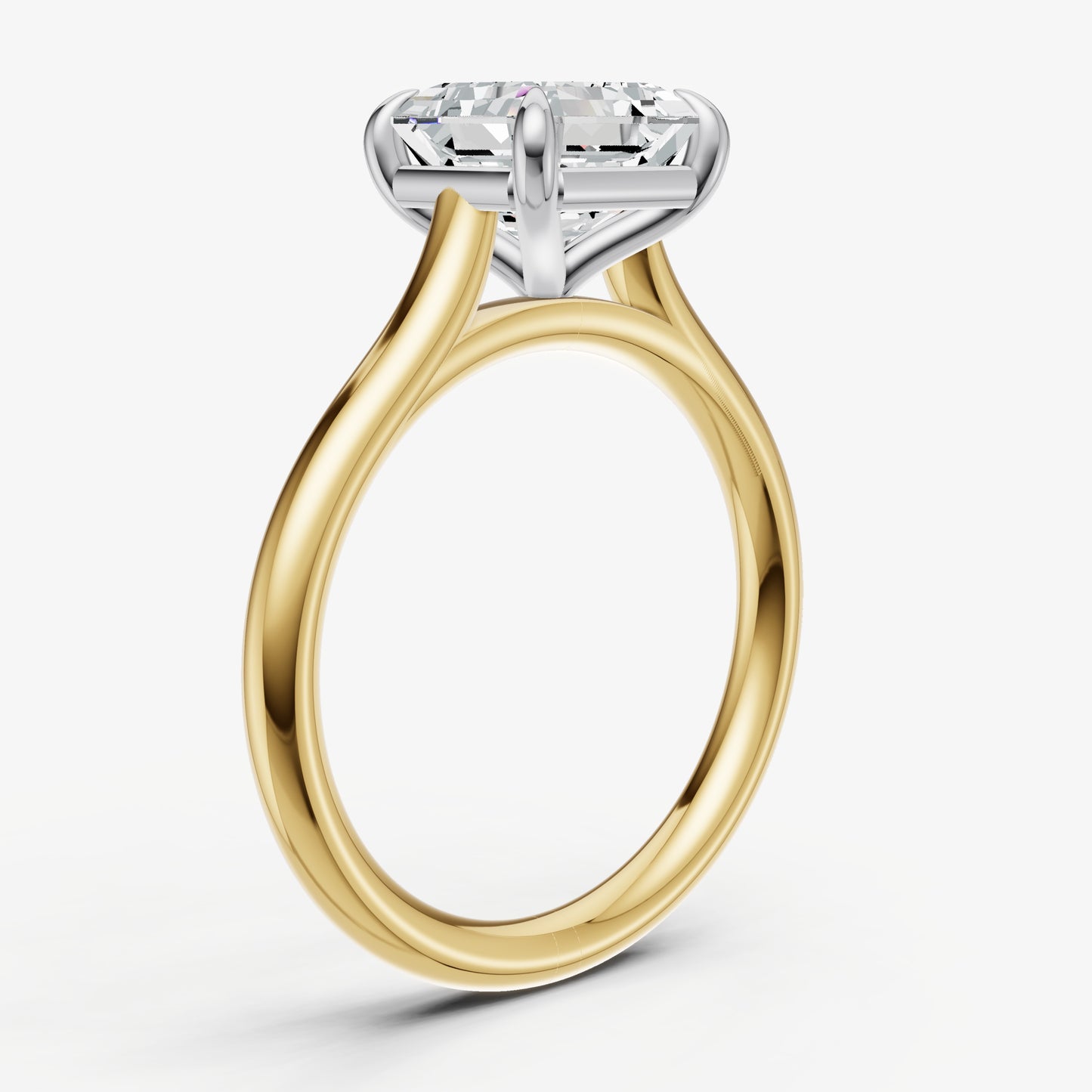Asscher Cathedral Set Solitaire Engagement Ring