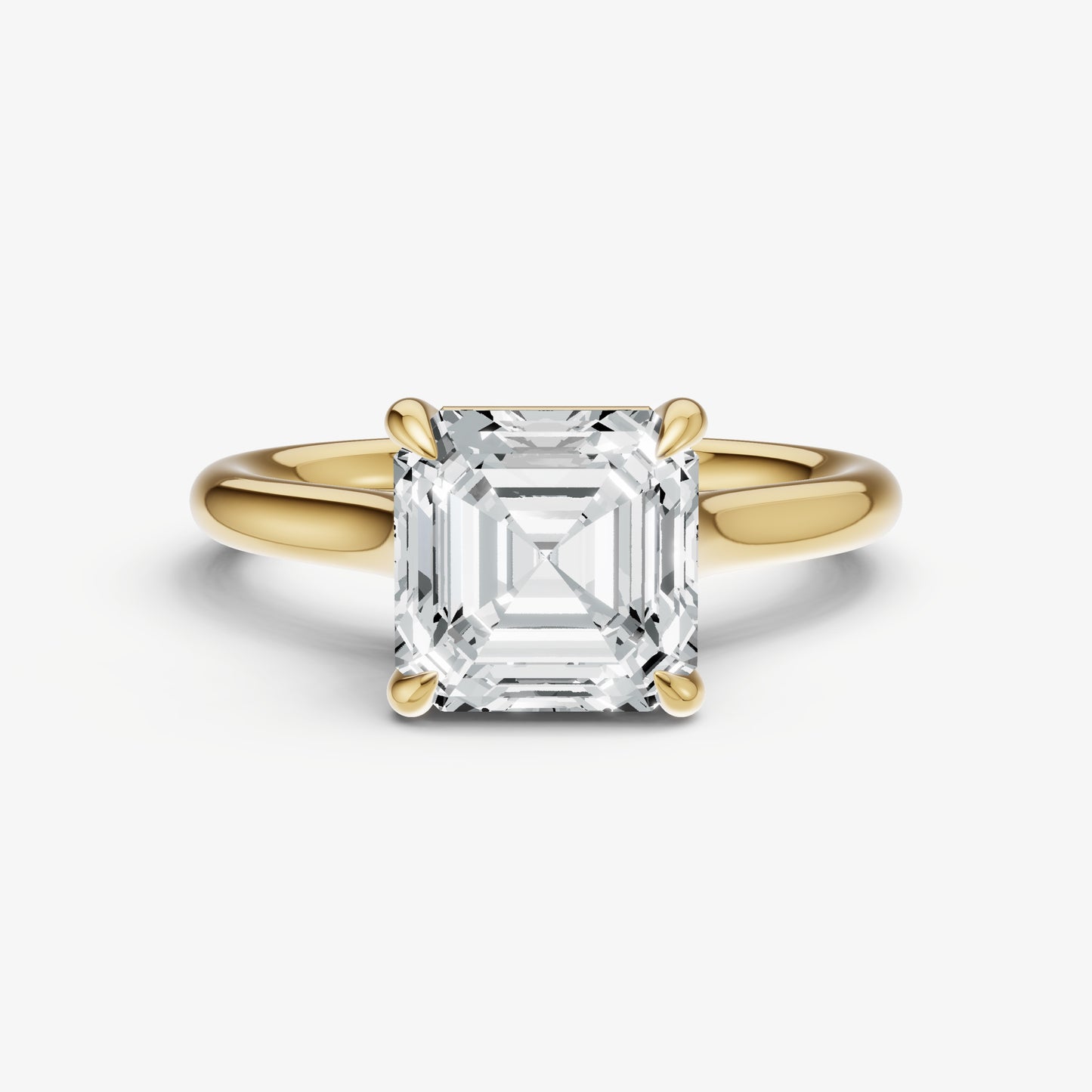 Asscher Cathedral Set Solitaire Engagement Ring