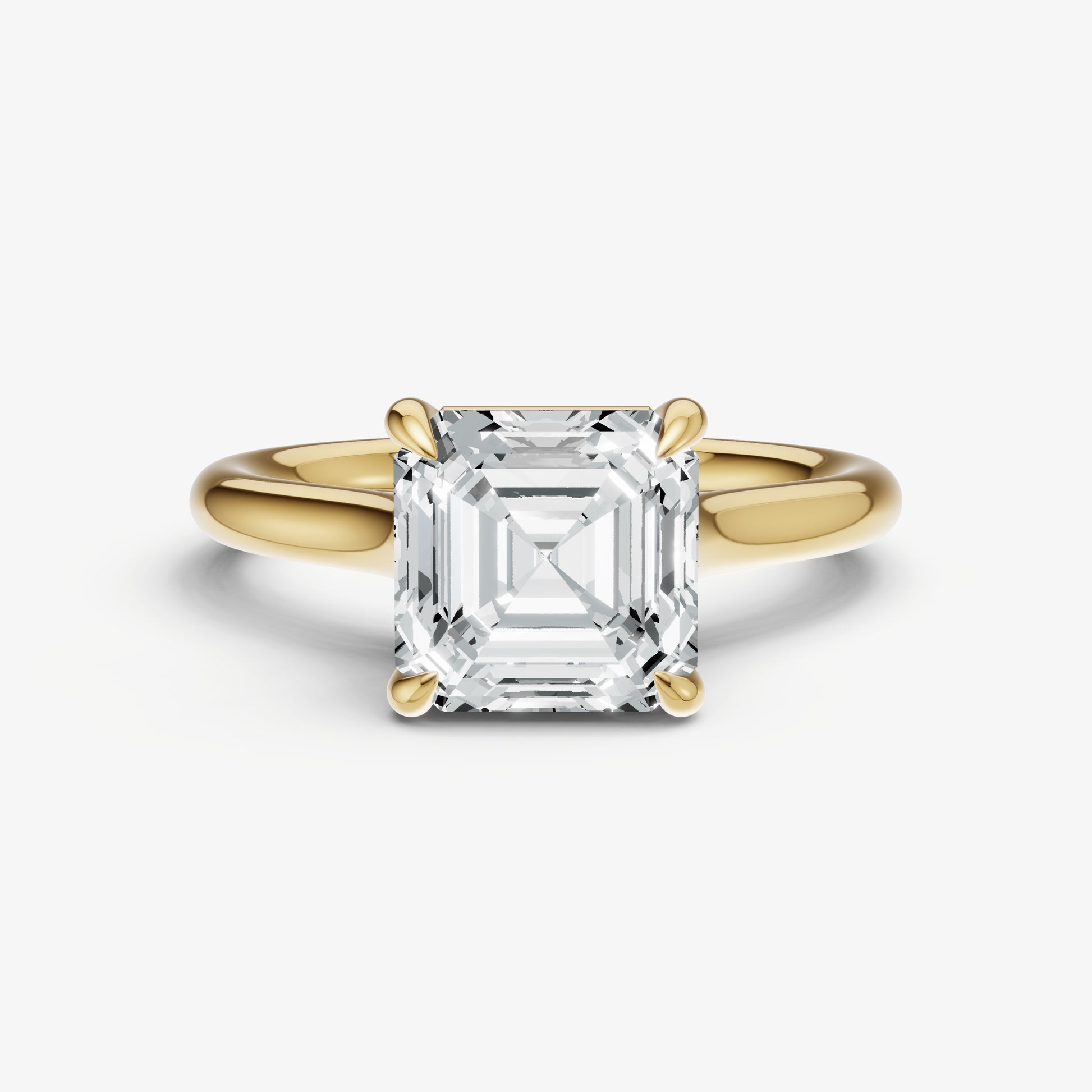 Asscher Cathedral Set Solitaire Engagement Ring