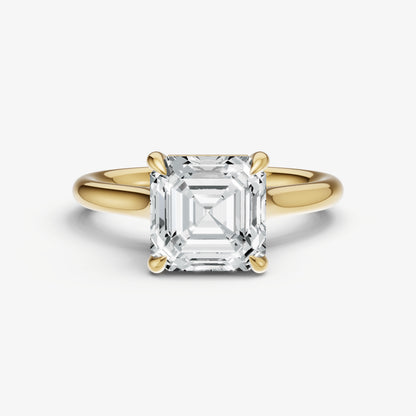 Asscher Cathedral Set Solitaire Engagement Ring