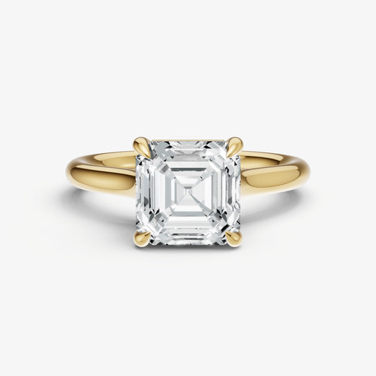 Asscher Cathedral Set Solitaire Engagement Ring