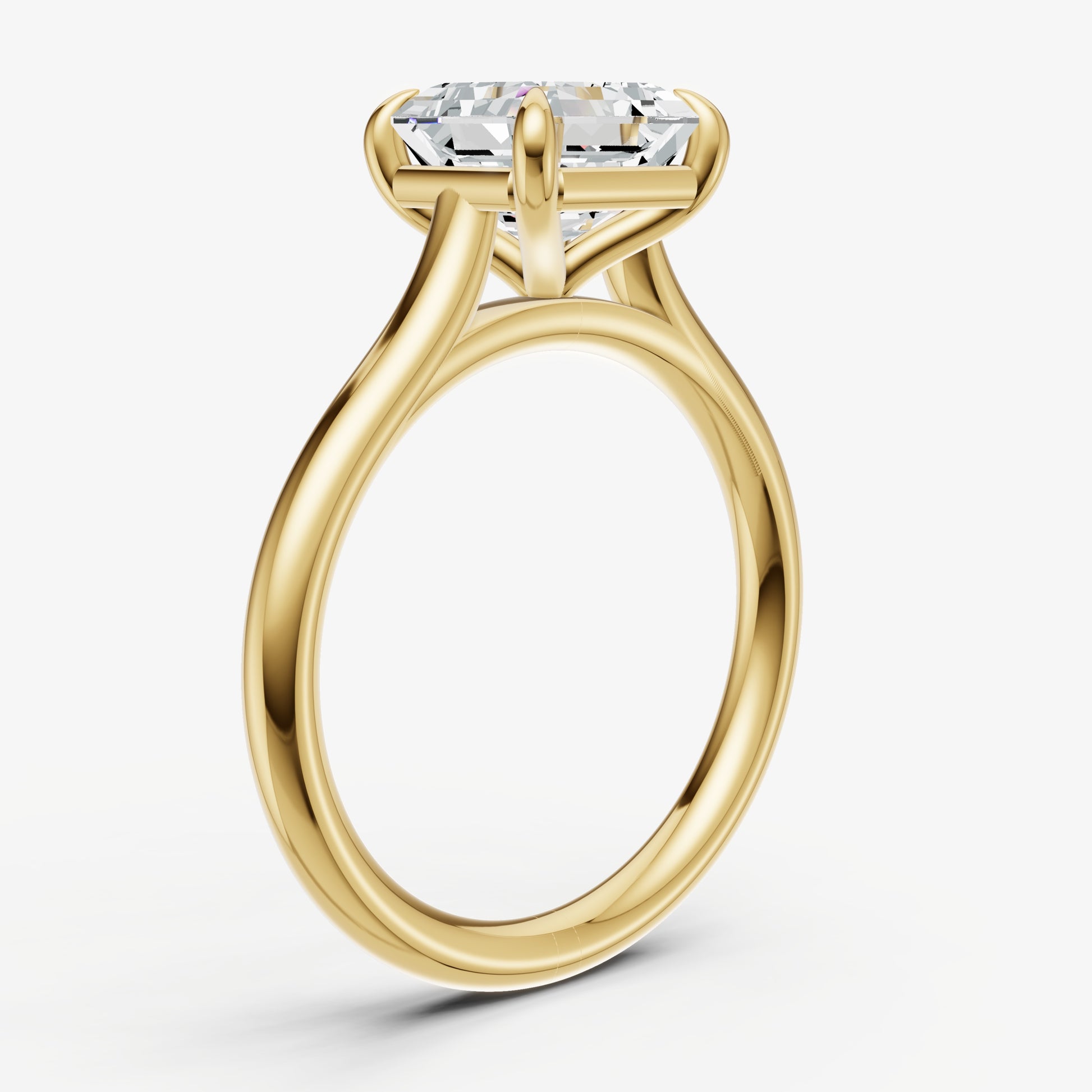 Asscher Cathedral Set Solitaire Engagement Ring