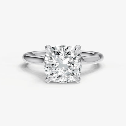 Cushion Cathedral Set Solitaire Engagement Ring