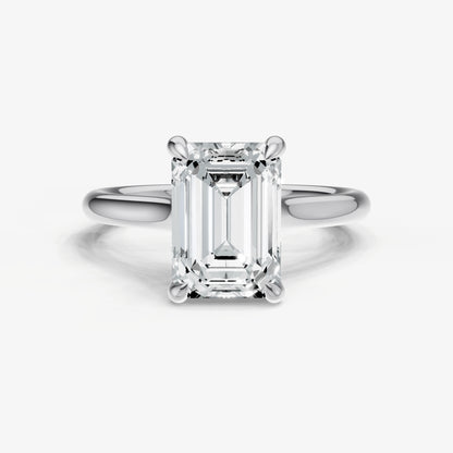 Emerald Cathedral Set Solitaire Engagement Ring