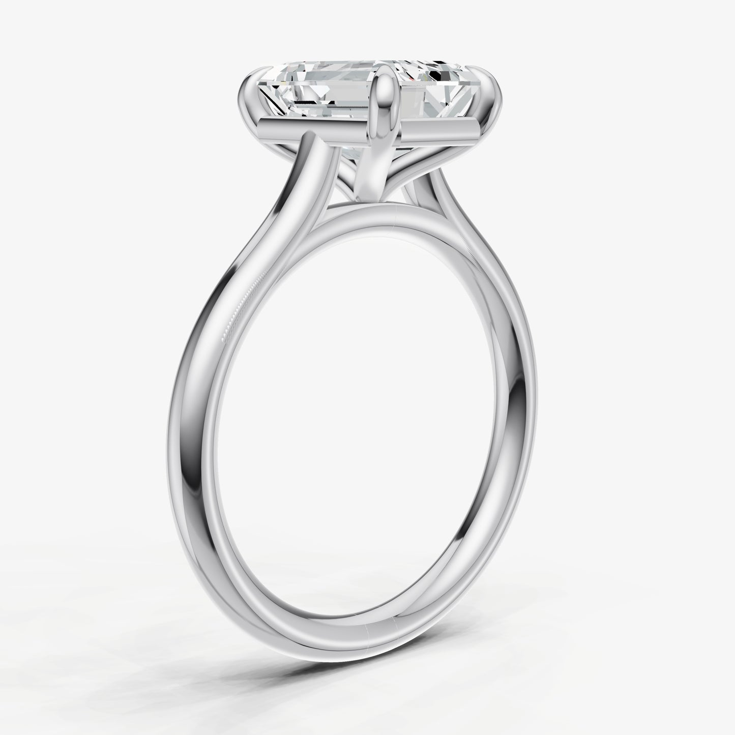 Emerald Cathedral Set Solitaire Engagement Ring