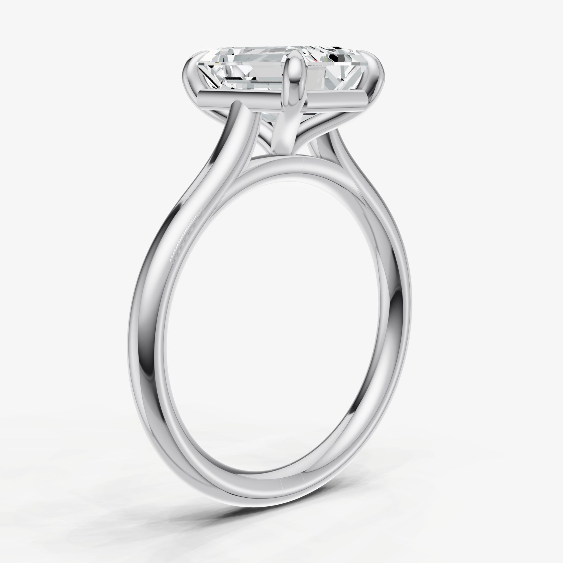 Emerald Cathedral Set Solitaire Engagement Ring