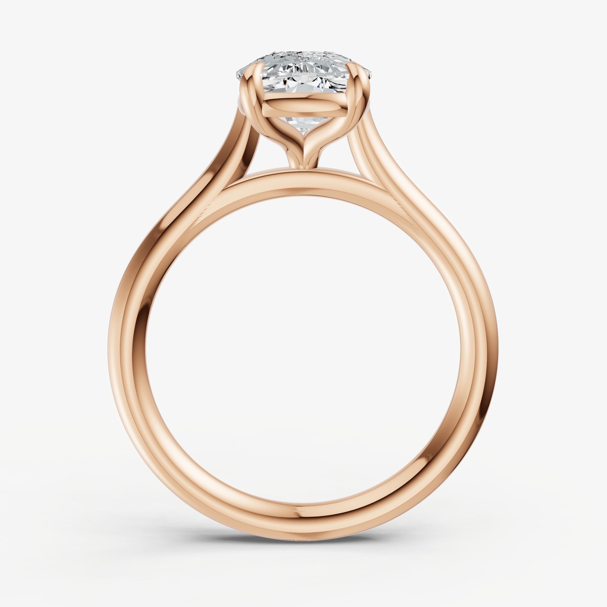 Elongated Cushion Cathedral Set Solitaire Engagement Ring