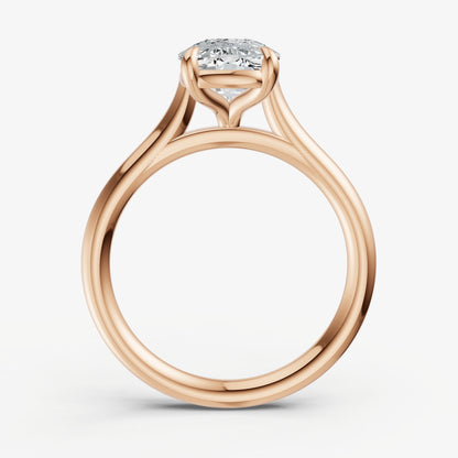 Elongated Cushion Cathedral Set Solitaire Engagement Ring