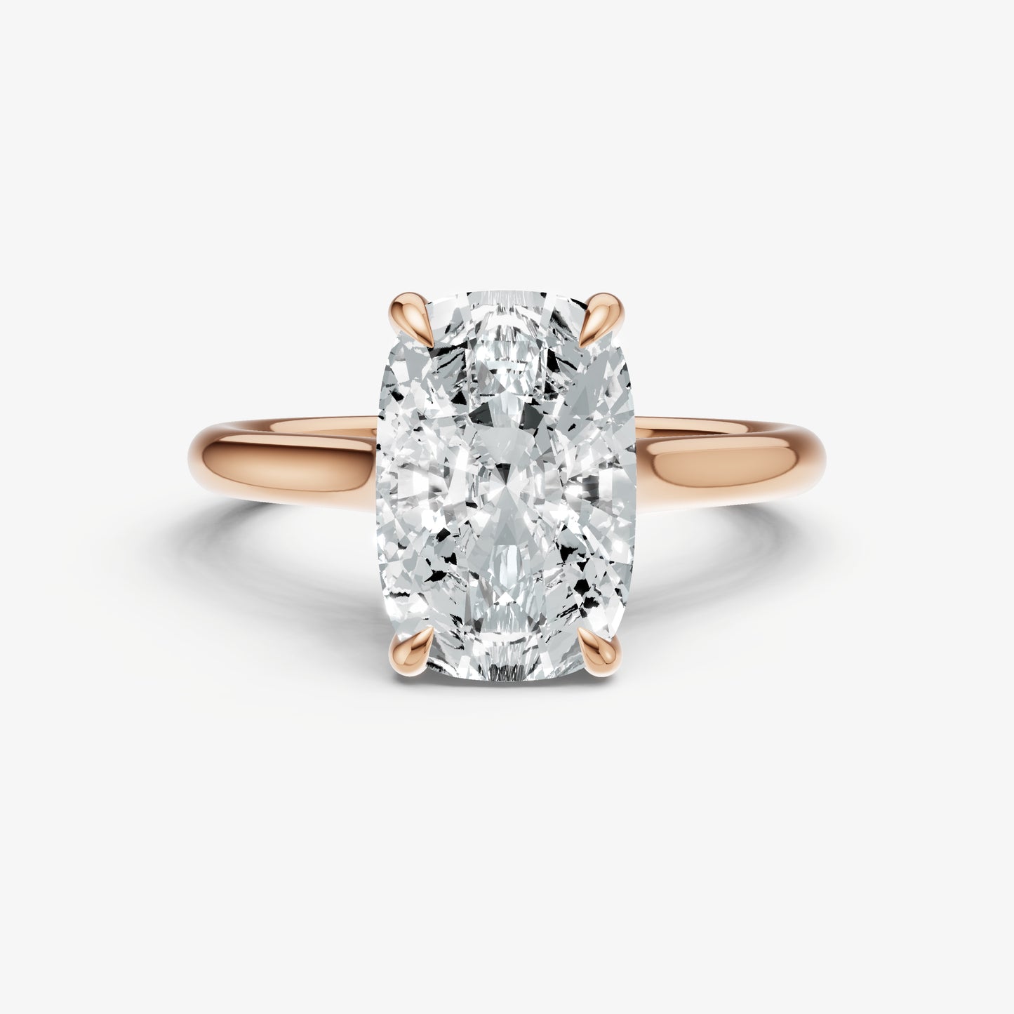Elongated Cushion Cathedral Set Solitaire Engagement Ring