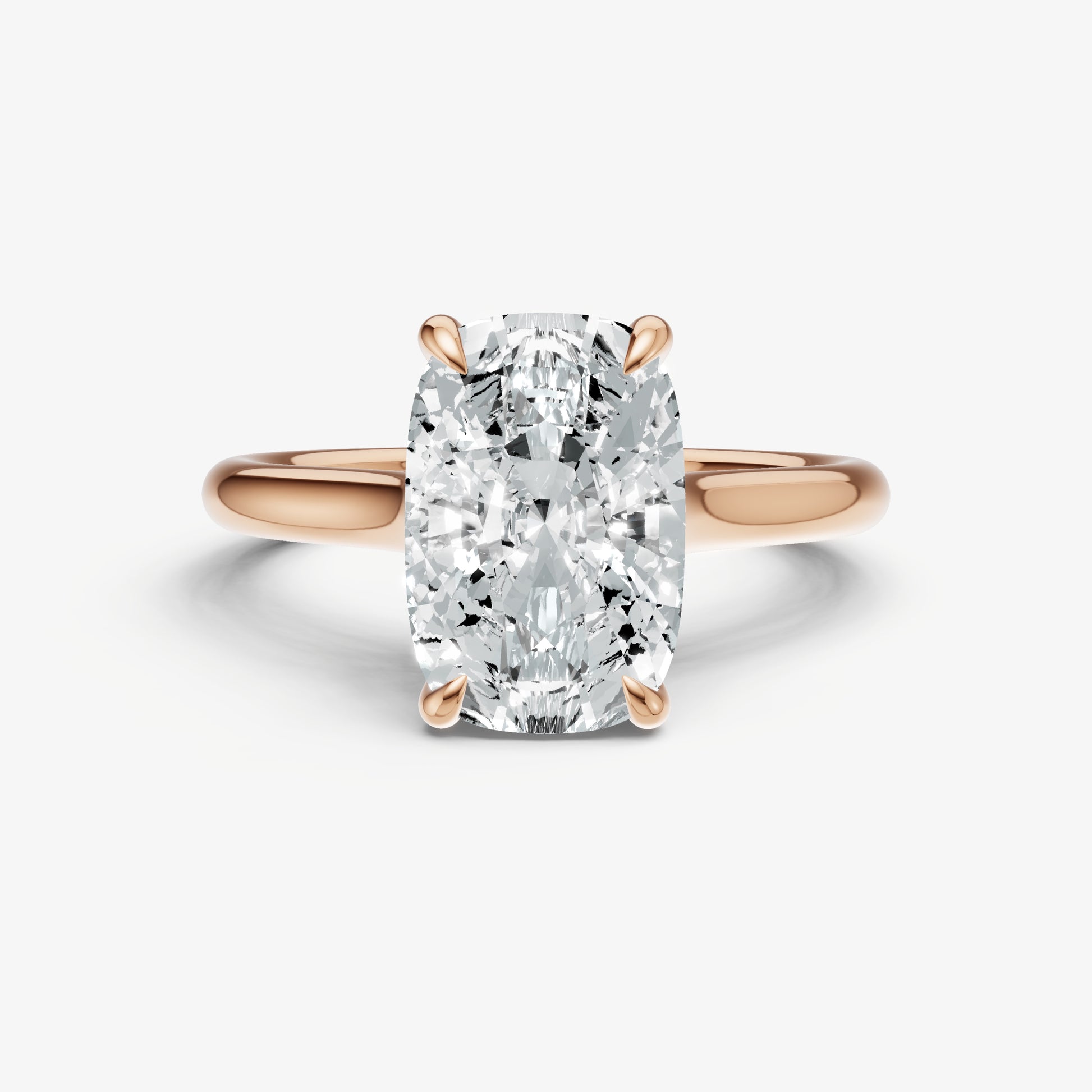 Elongated Cushion Cathedral Set Solitaire Engagement Ring