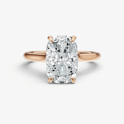 Elongated Cushion Cathedral Set Solitaire Engagement Ring