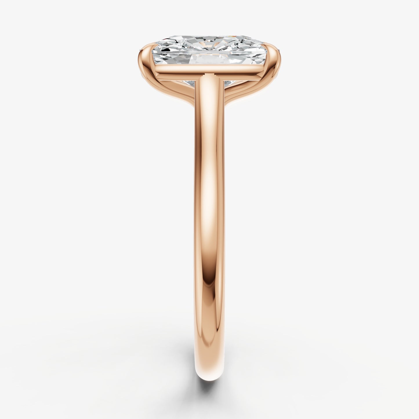 Elongated Cushion Cathedral Set Solitaire Engagement Ring