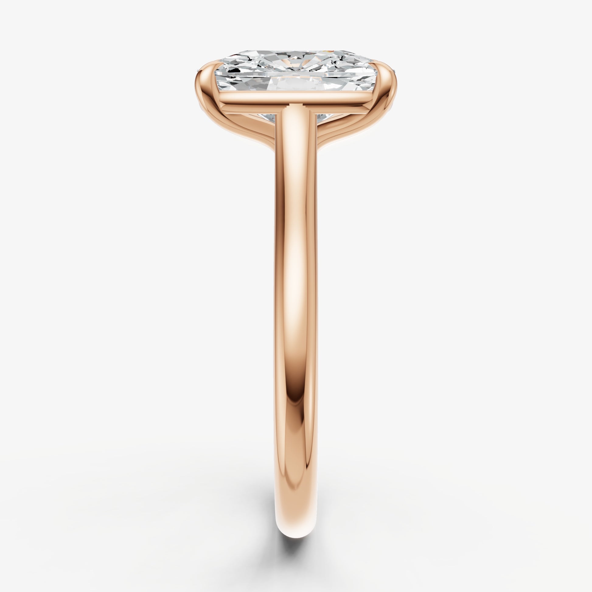 Elongated Cushion Cathedral Set Solitaire Engagement Ring
