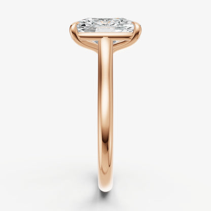 Elongated Cushion Cathedral Set Solitaire Engagement Ring