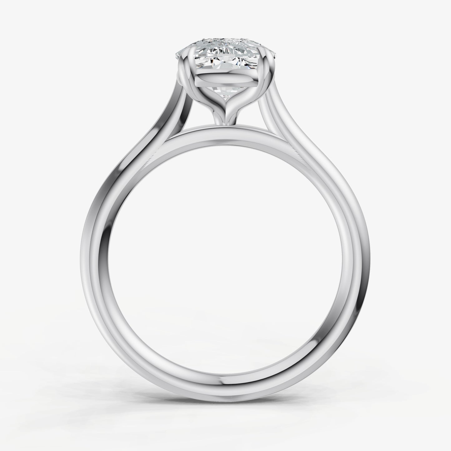 Elongated Cushion Cathedral Set Solitaire Engagement Ring