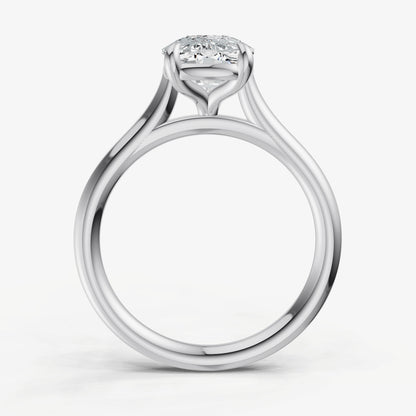 Elongated Cushion Cathedral Set Solitaire Engagement Ring