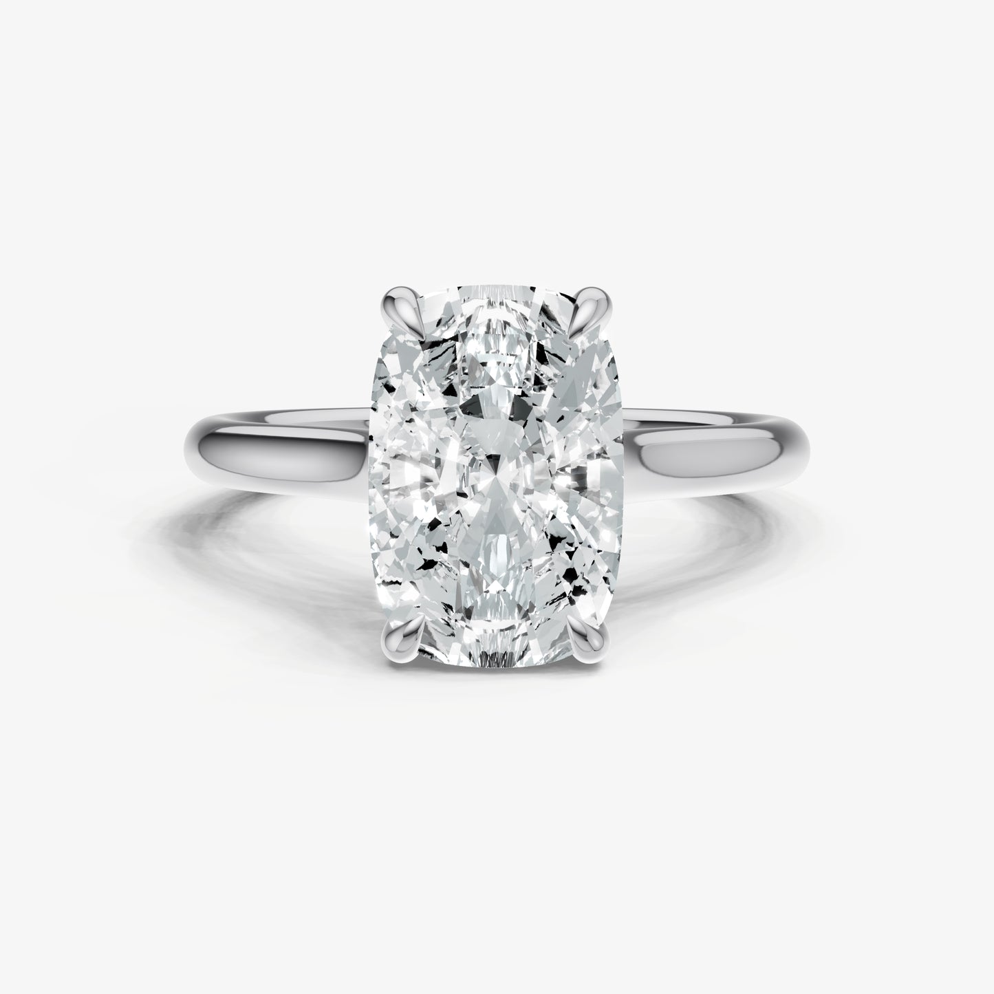 Elongated Cushion Cathedral Set Solitaire Engagement Ring